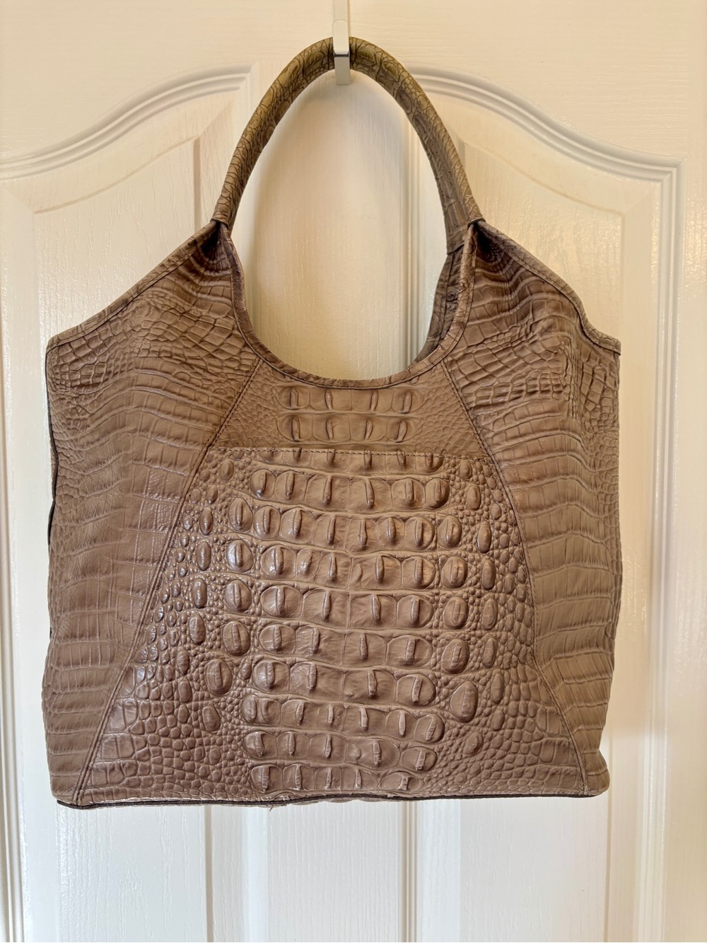 Brahmin Croc-Embossed Leather Taupe Tote Bag ~ - Picture 2 of 11